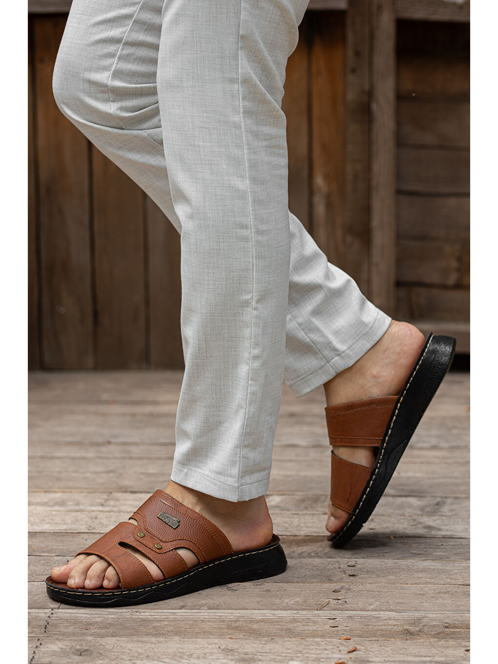 Kahverengi GNC Günlük Ortopedik Erkek Terlik-1