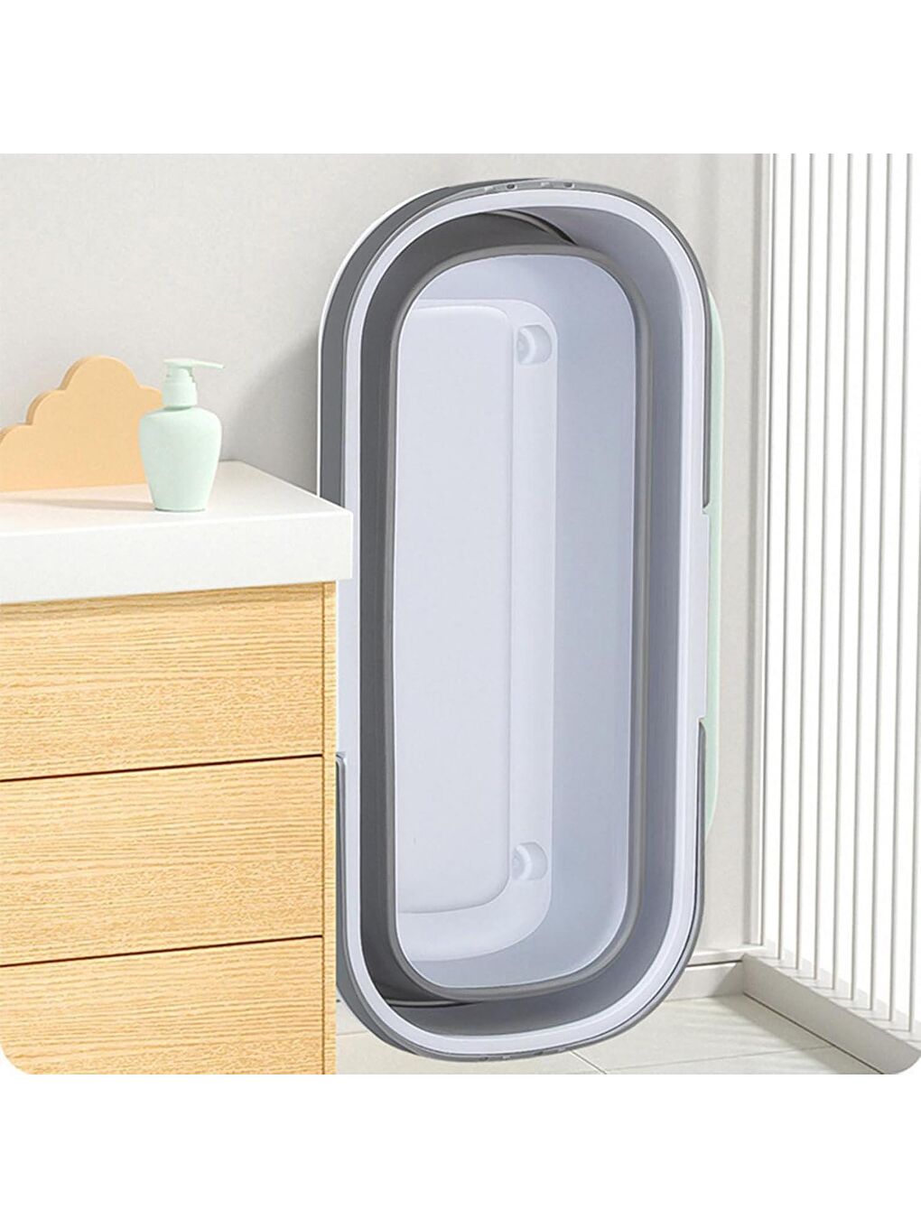 Beyaz Tekerlekli Katlanabilir Temizlik -Çamaşır Kovası GKH-3