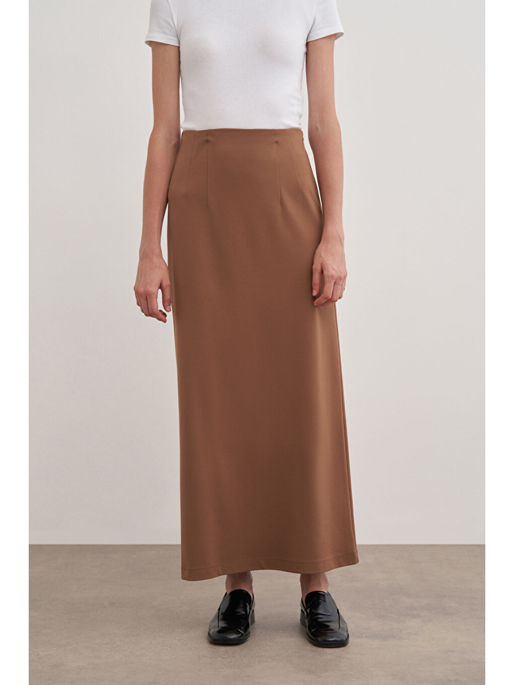 Kahverengi Camel Örme Kalem Etek-3