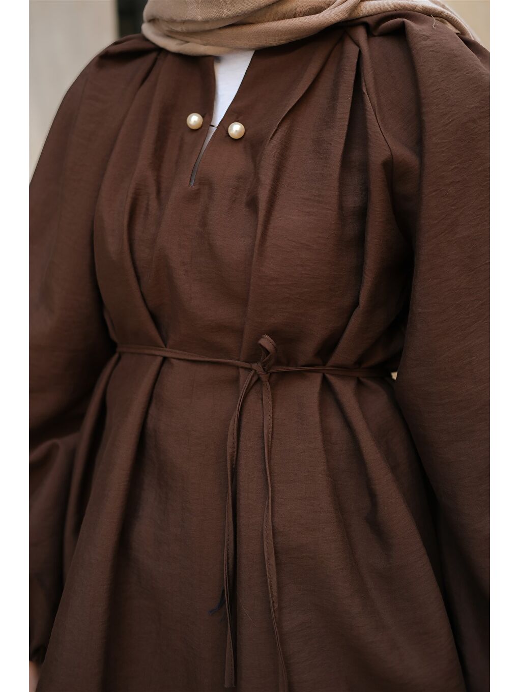 Kadın Olivia İncili Takım Kahverengi-4