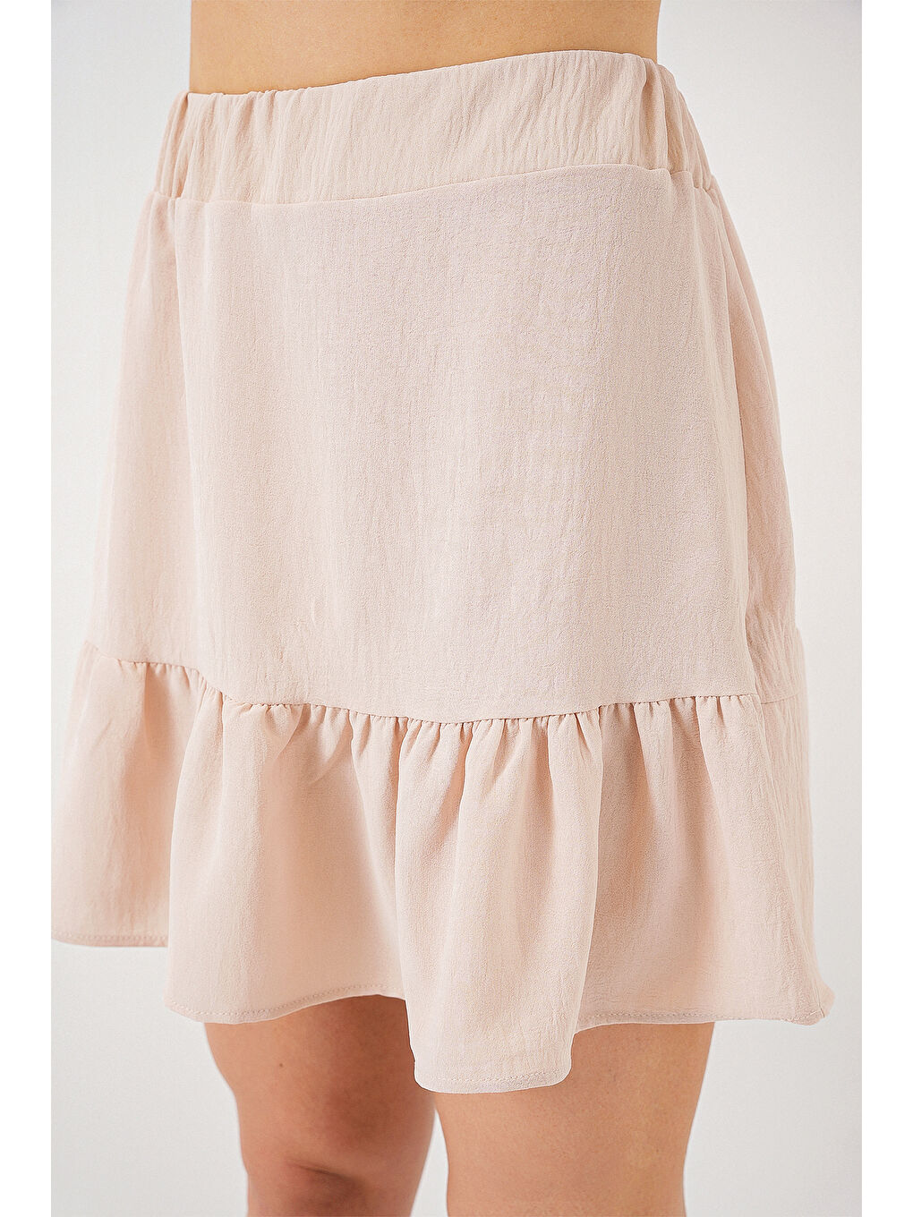 Ekru Kadın Ayrobin Mini Etek 8054 - Krem-2