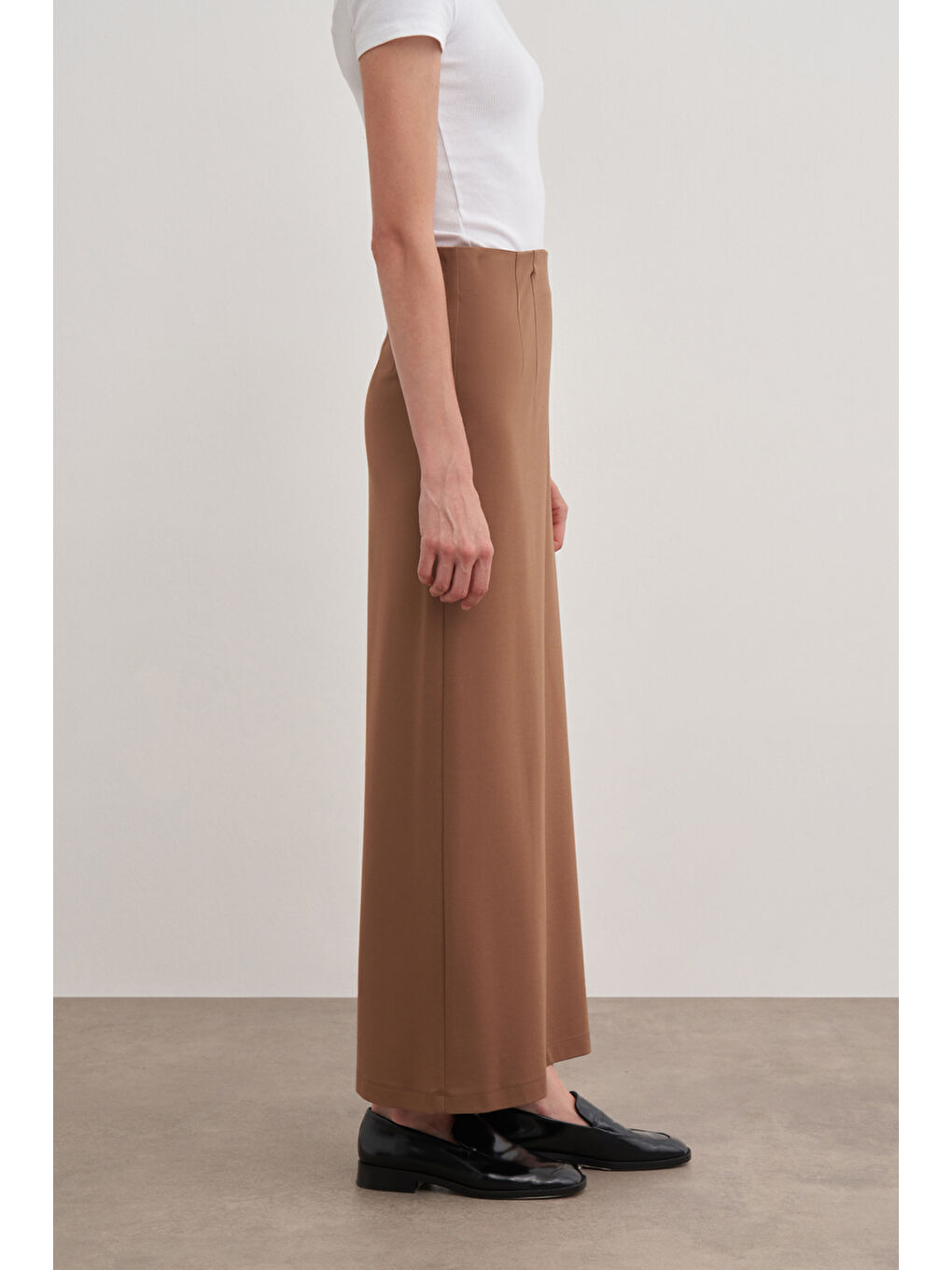 Kahverengi Camel Örme Kalem Etek-5