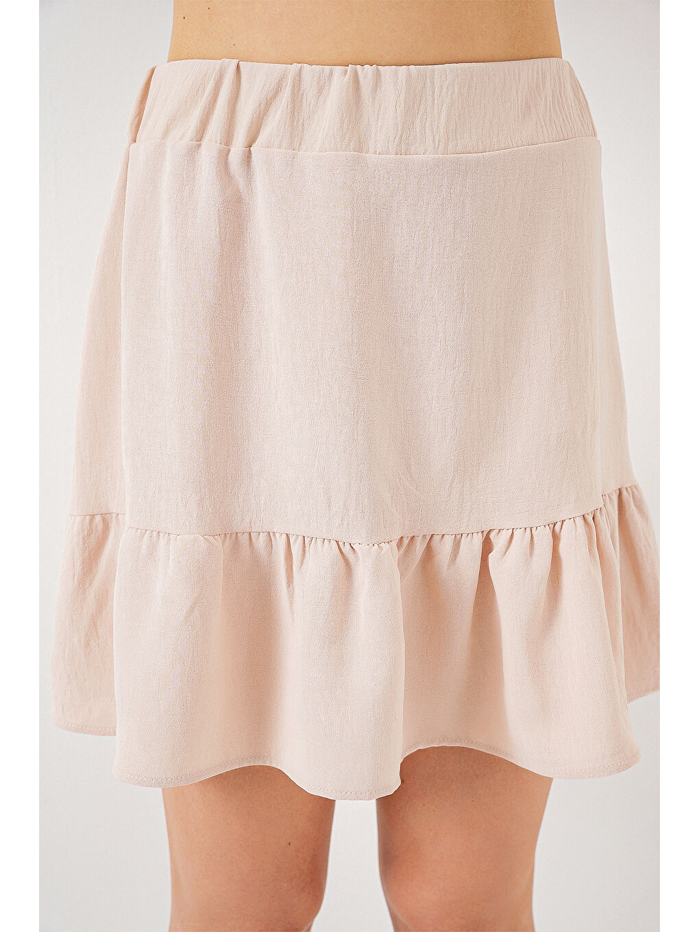 Ekru Kadın Ayrobin Mini Etek 8054 - Krem-4