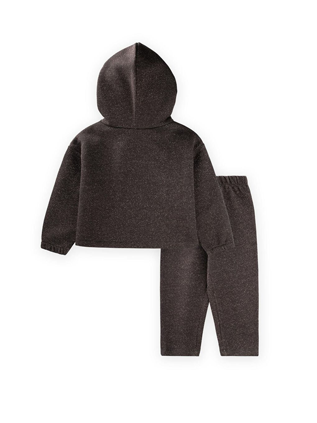 Simli Şardonlu Kısa Rahat Kesim Hoodie Takım 3-10 Yaş Antrasit-1