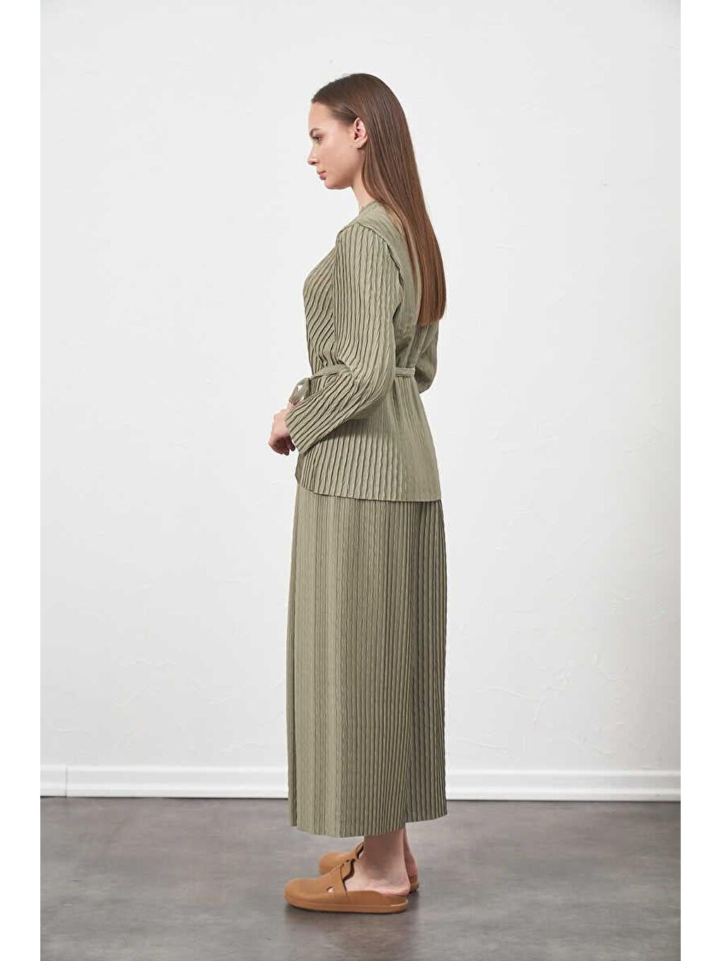 Yeşil Pliseli Pantolon Çağla-2