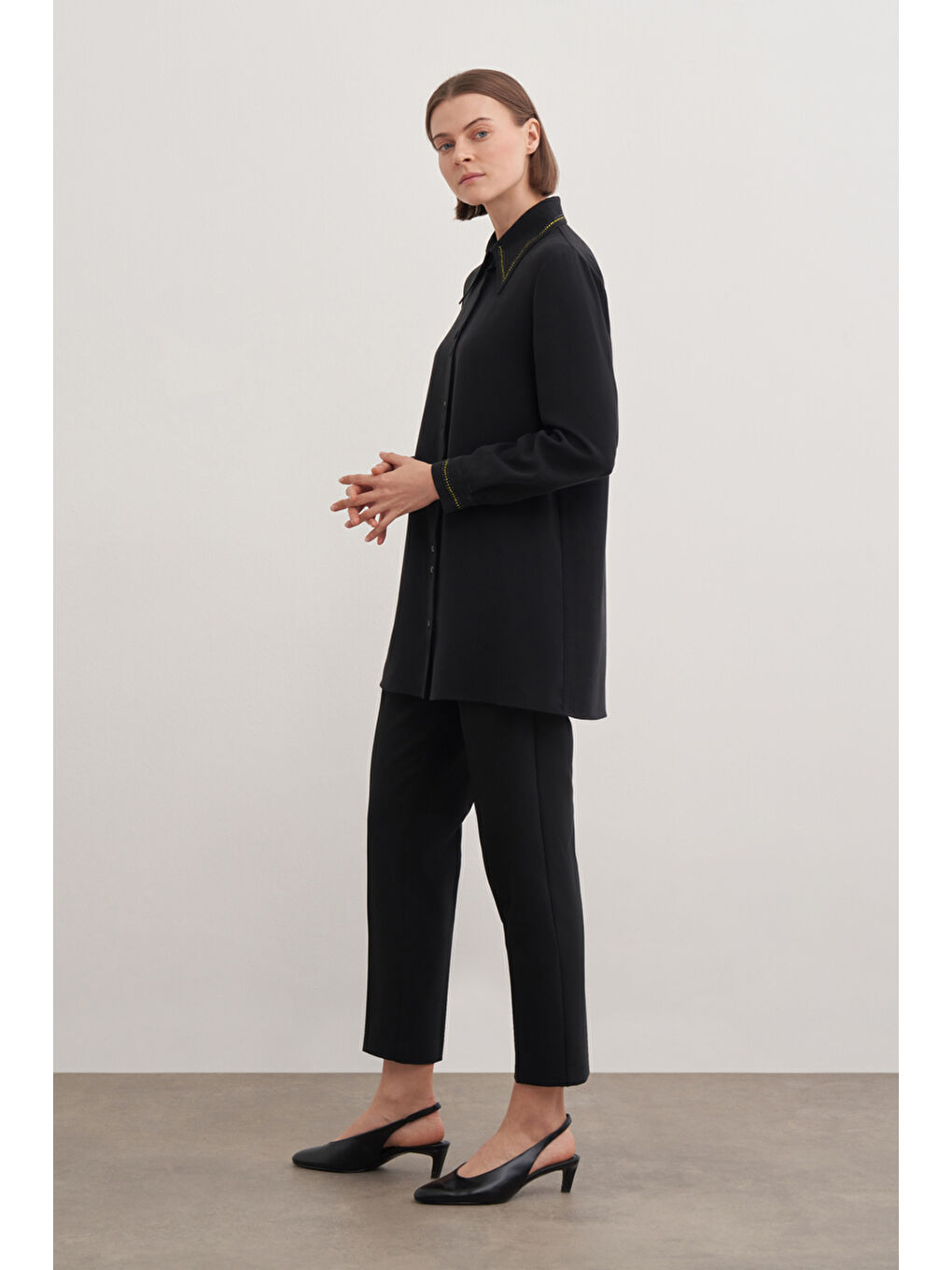 Siyah Gömlek Yaka Tunik-2