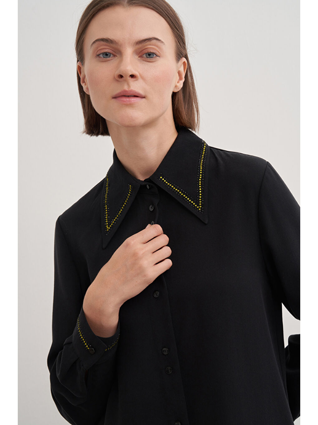 Siyah Gömlek Yaka Tunik-3