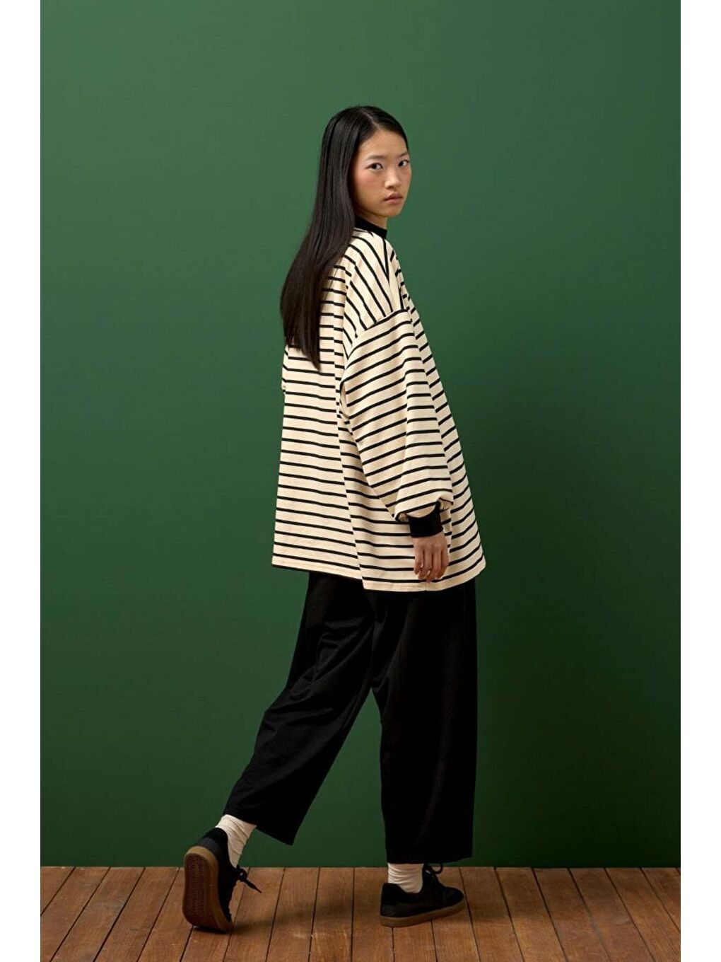 Siyah Çizgili Sweat & Şalvar Pantolon Takım-2