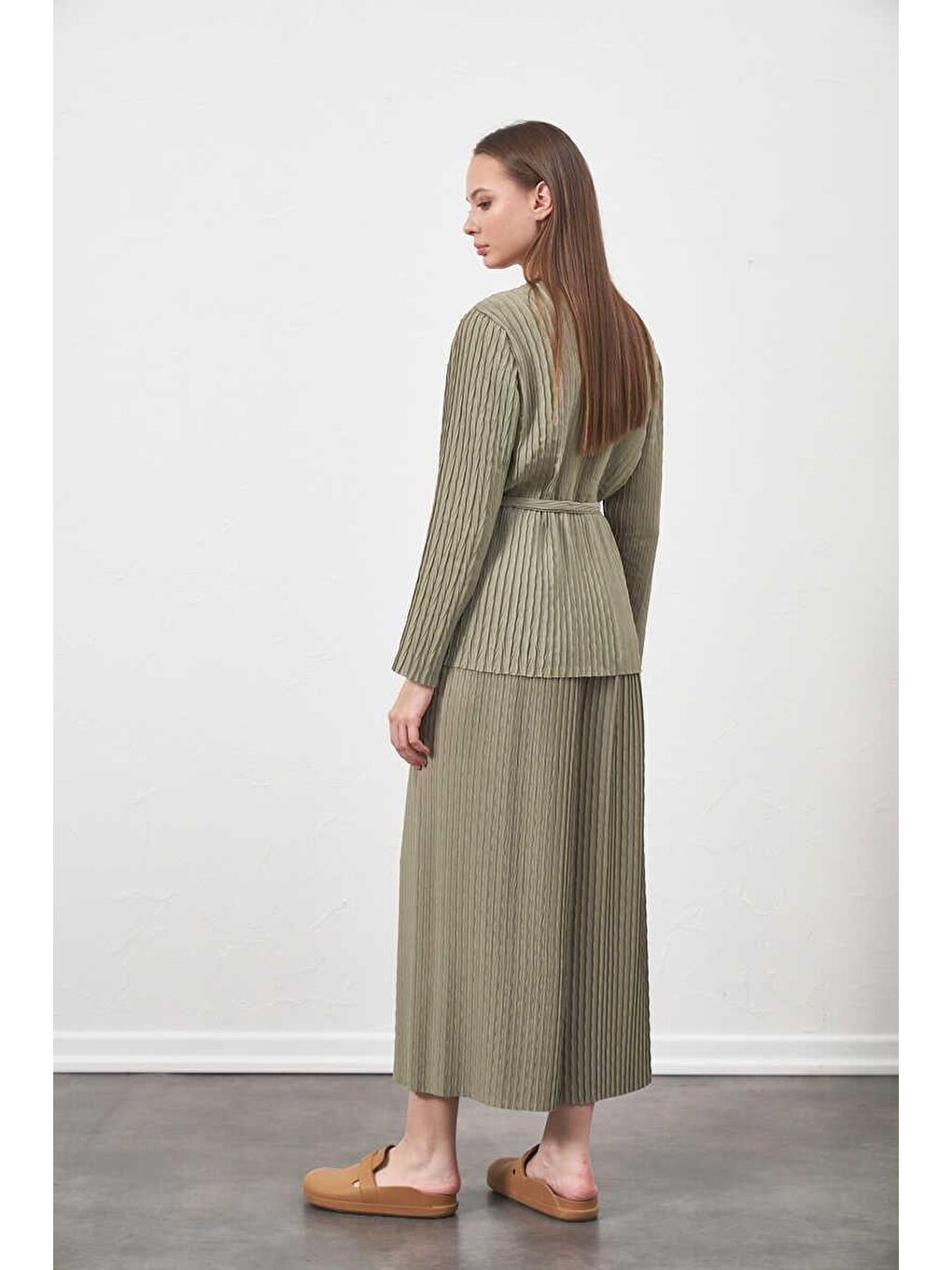 Yeşil Pliseli Pantolon Çağla-3