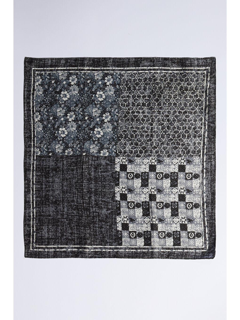 Erkek Antrasit-Gri Desenli Mendil-1