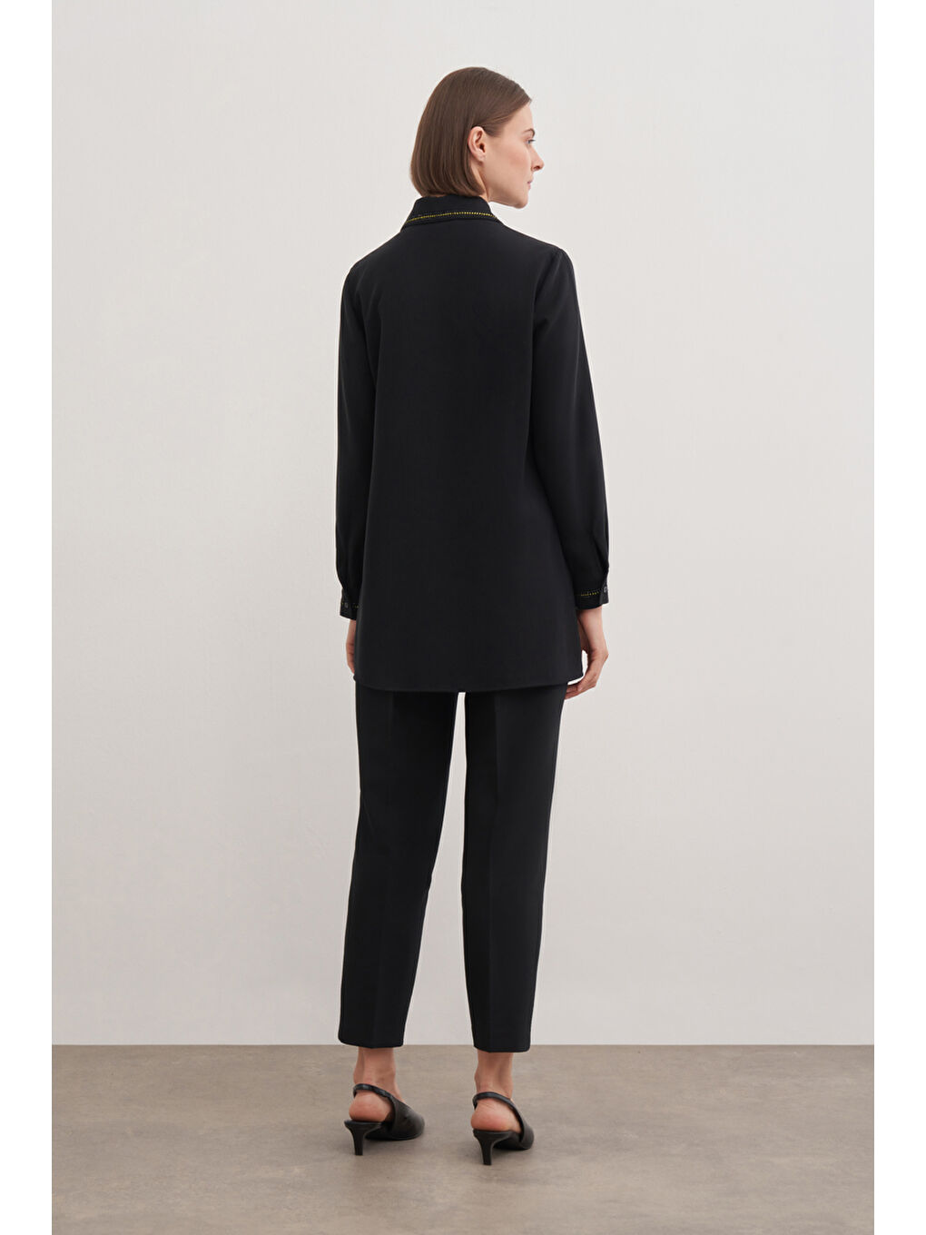 Siyah Gömlek Yaka Tunik-5