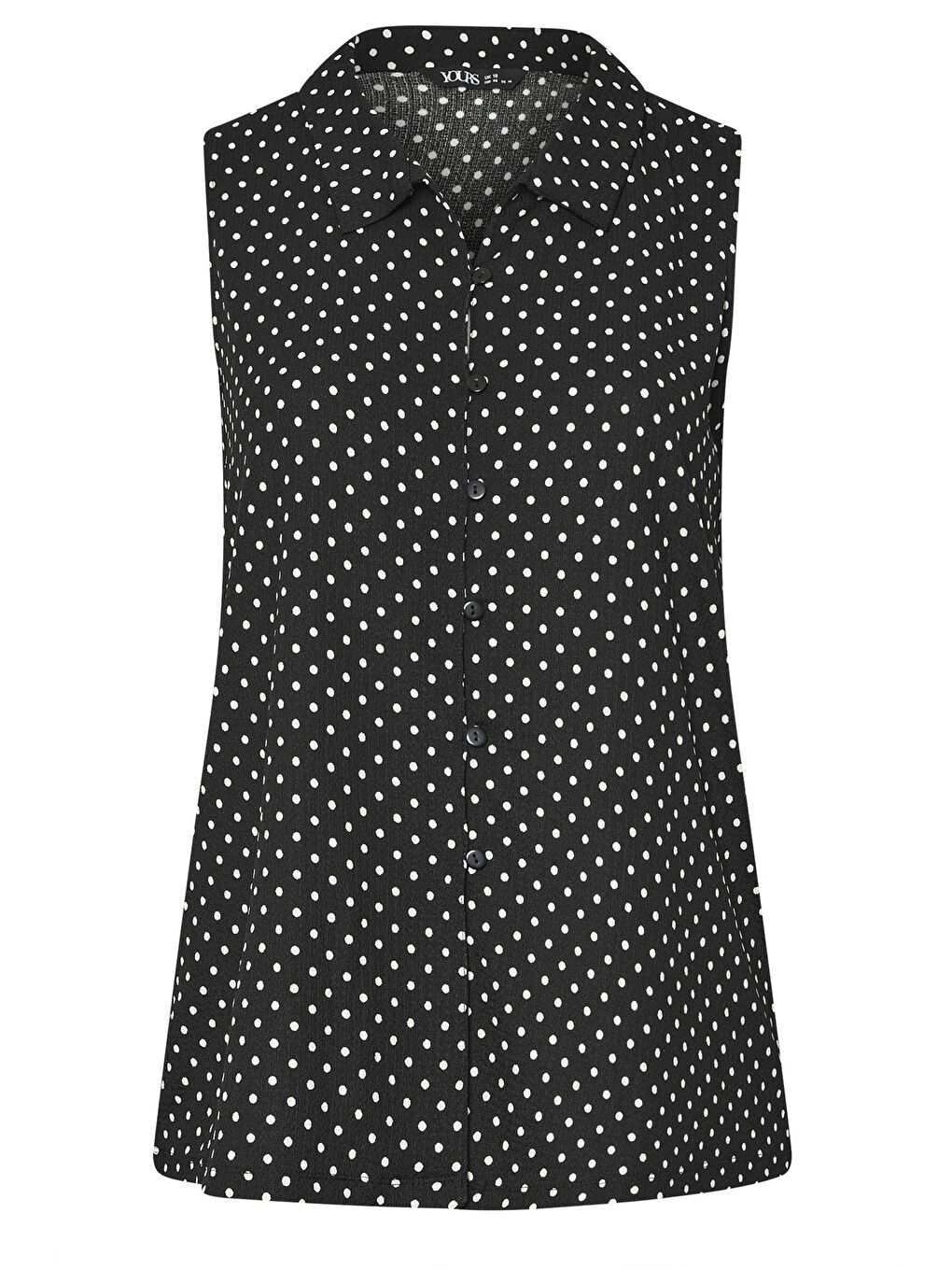 Siyah Büyük Beden Polo Yaka Sıfır Kol Düğmeli Puantiyeli T-shirt 303957-5