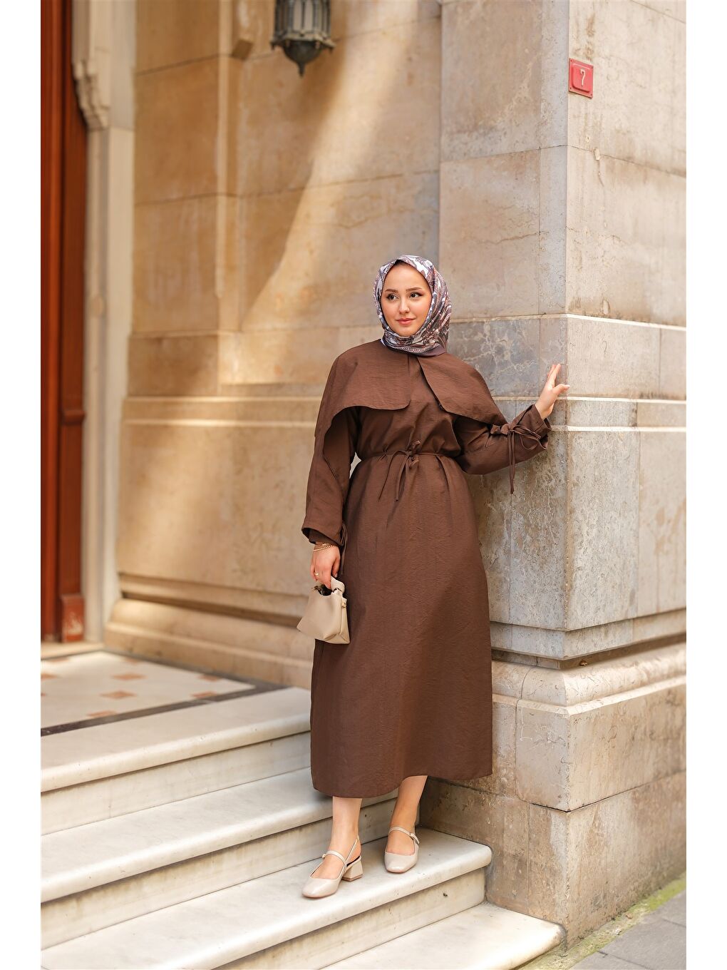 Kadın Lovise Rüzgarlık Elbise Kahverengi-3