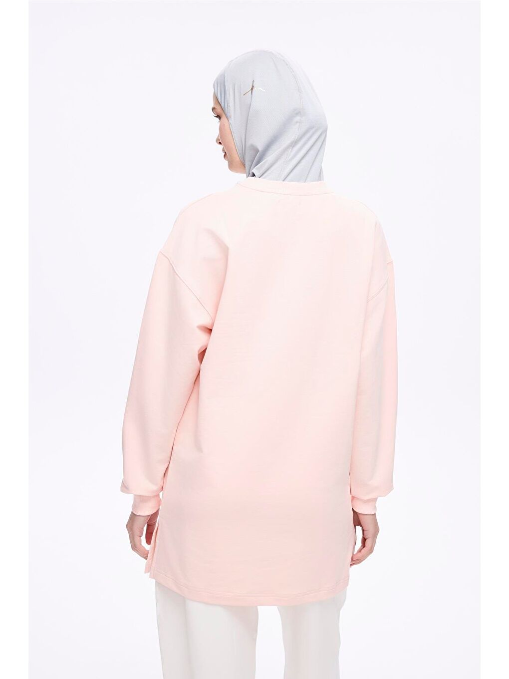 Pembe Yumuşak Dokulu Oversize Pudra Basic Günlük Sweatshirt Act-22-3