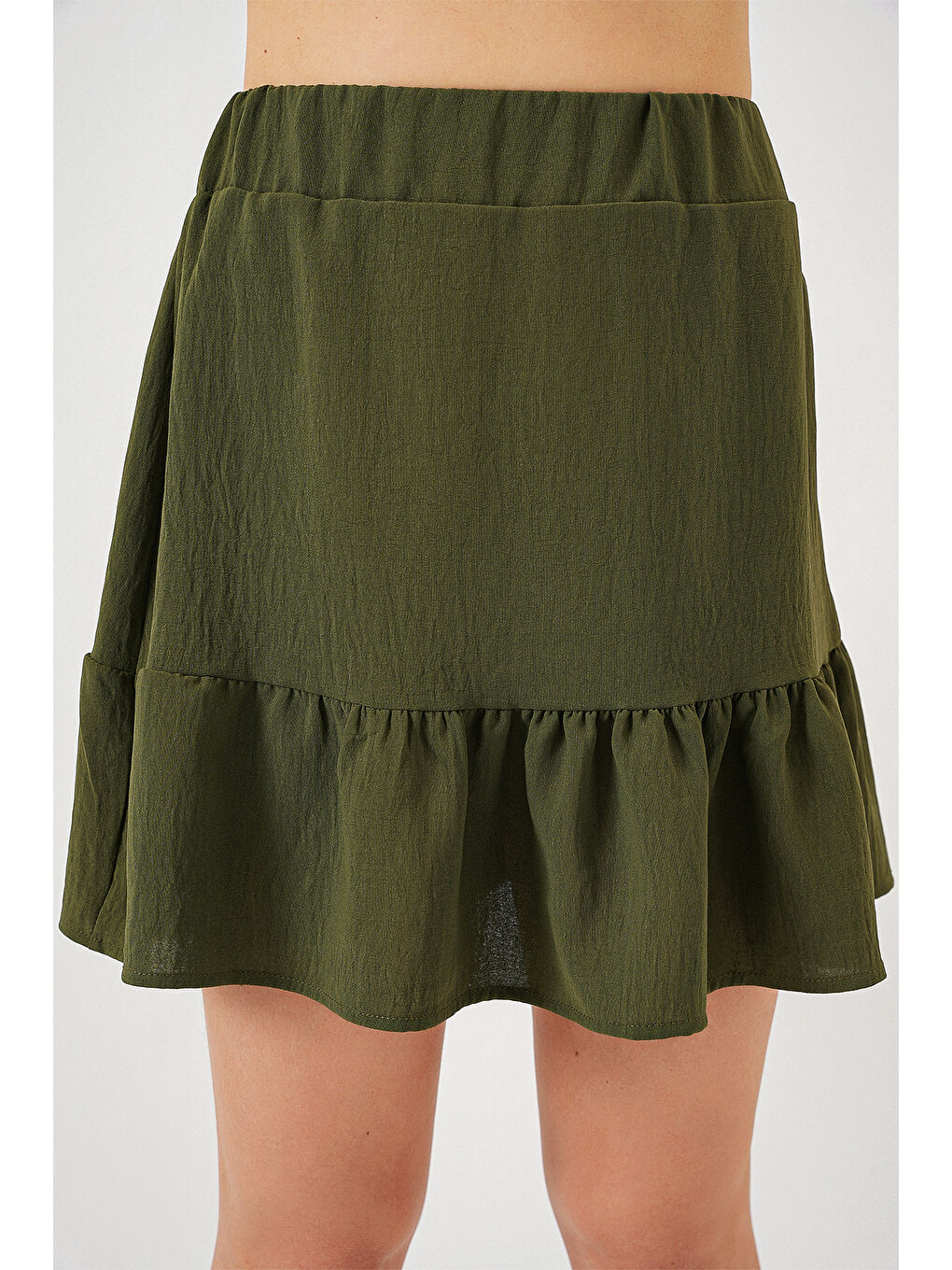 Kadın Ayrobin Mini Etek 8054 - Haki-4