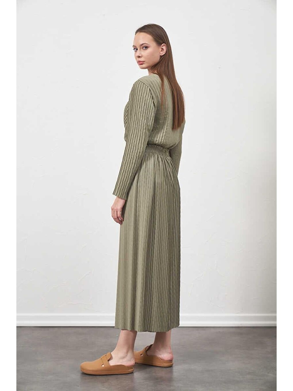 Yeşil Pliseli Pantolon Çağla-7