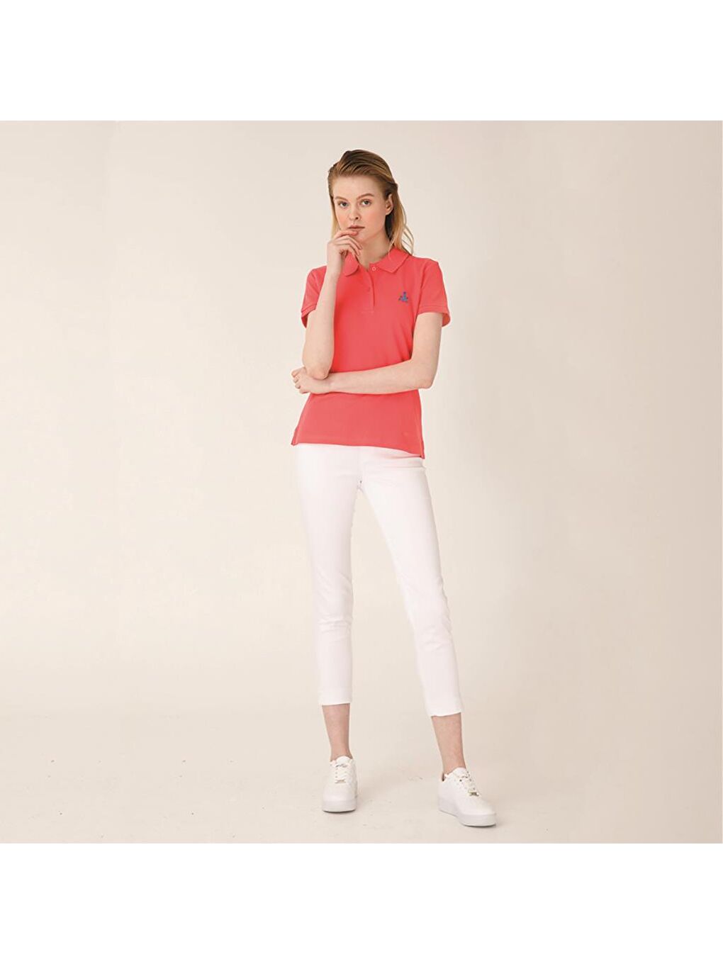 Pembe Gemici Martı Kadın Polo Yaka T-Shirt-5