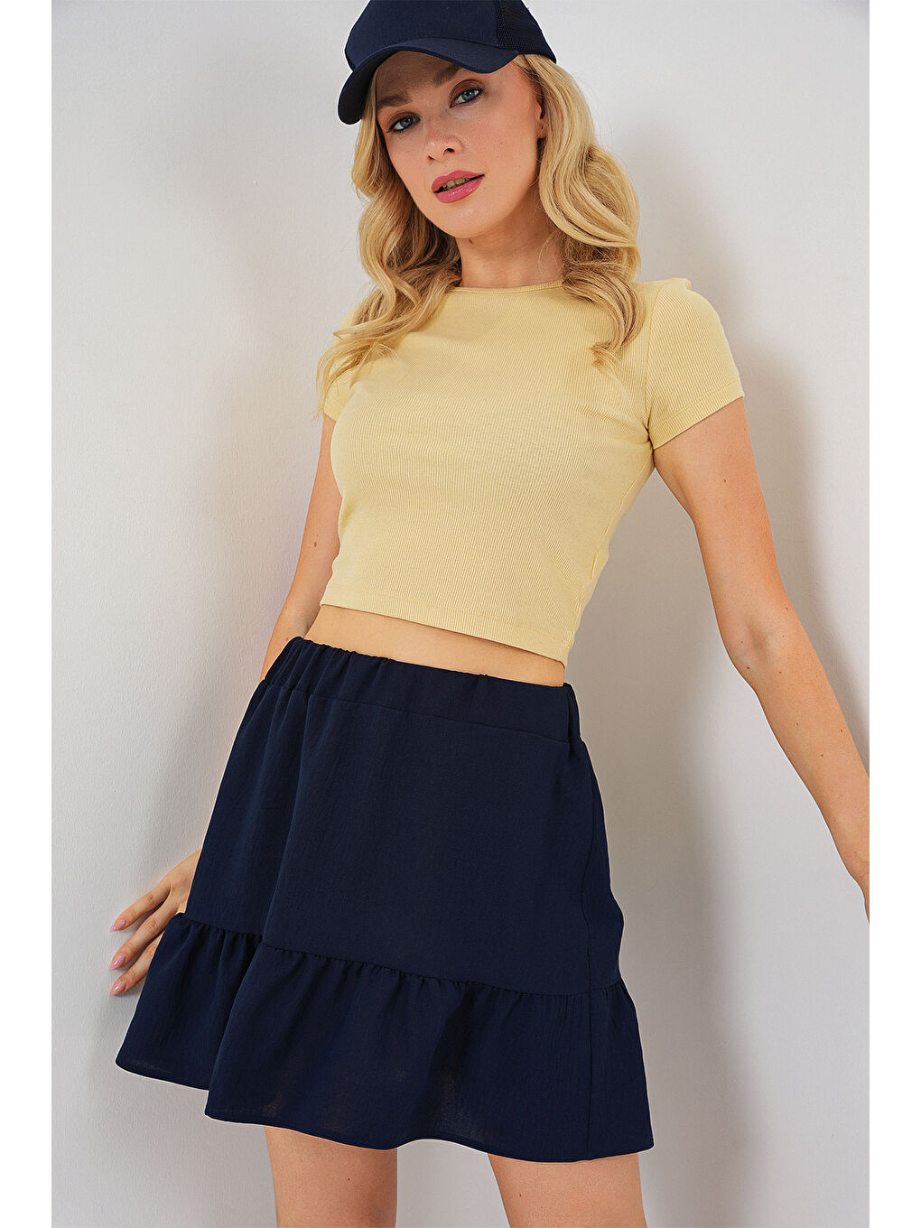 Kadın Ayrobin Mini Etek 8054 - Lacivert