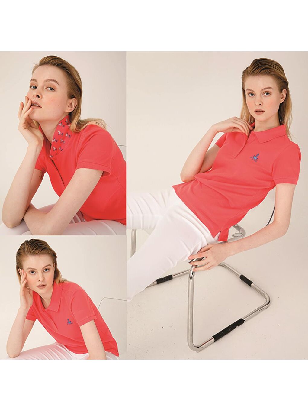 Pembe Gemici Martı Kadın Polo Yaka T-Shirt-6