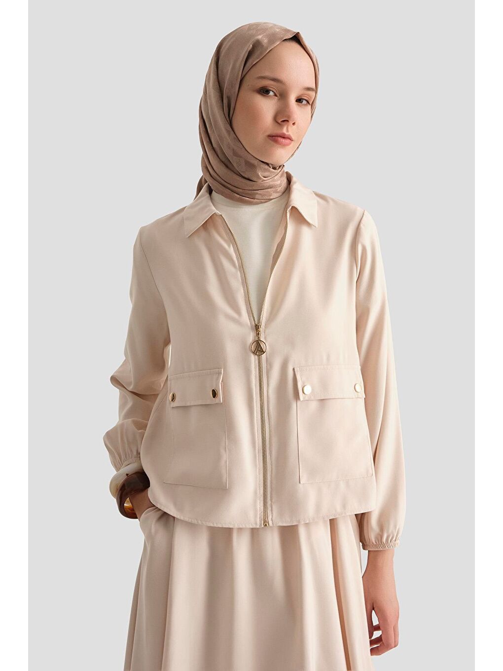 Bej Ceketli Lyocell Takım 25Yt622 Taş-2