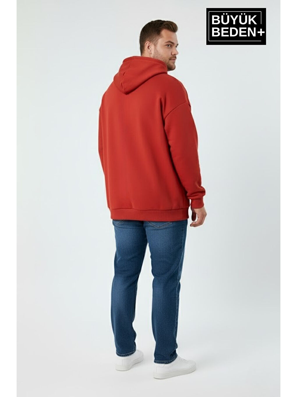Kırmızı Erkek Büyük Beden Chef Baskılı Kapüşonlu Rahat Kalıp Sweatshirt SPR26BSW966-1