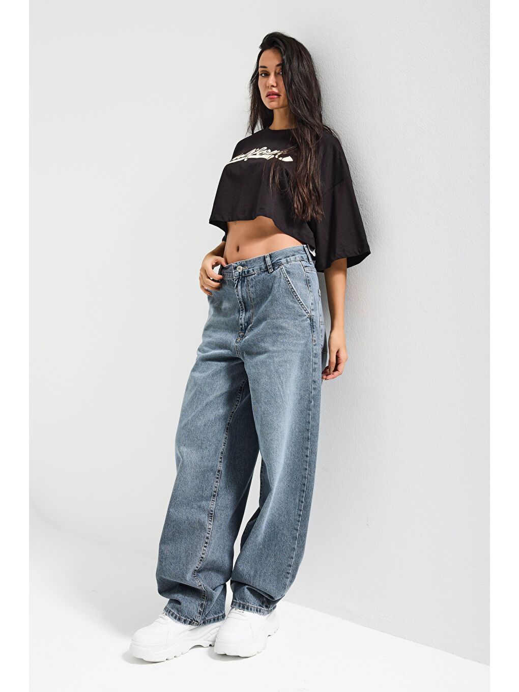 Mavi Kadın Jean Rengi 17s6-125 Skater Fit Bol Kesim Denim Jean-1