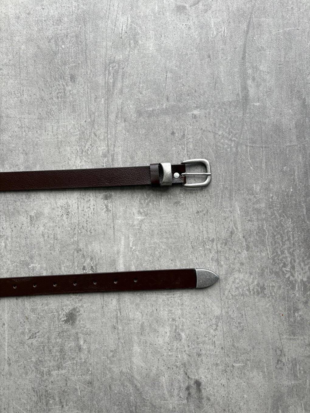 Kahverengi Erkek Vintage Ucu Metal Detaylı Deri Kemer-3