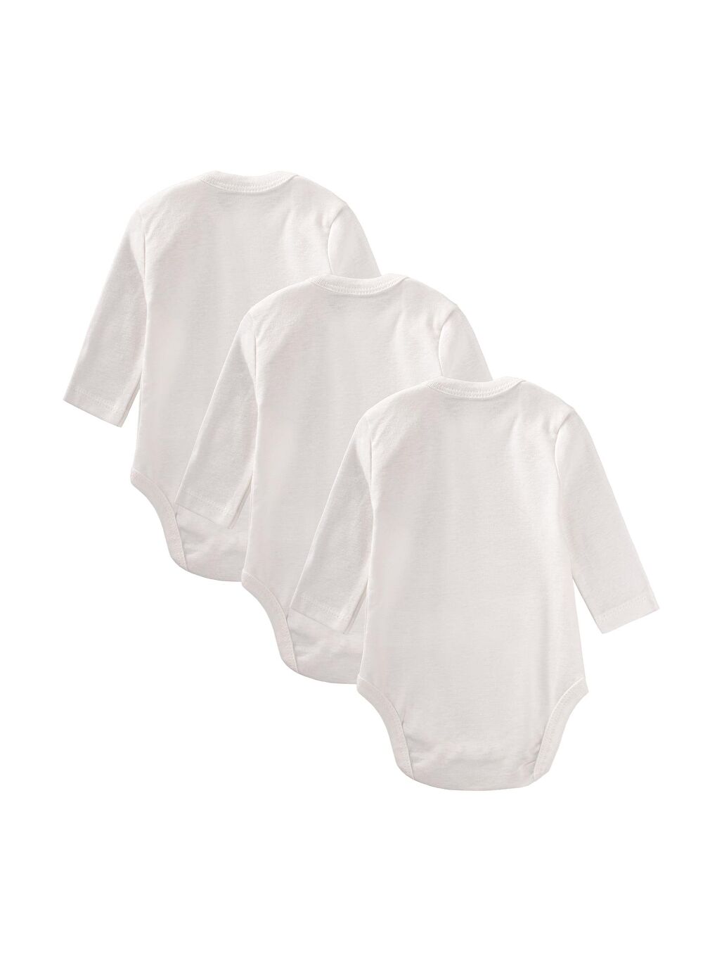 Üçlü Uzun Kol Zıbın 0-3 Yaş Beyaz-1