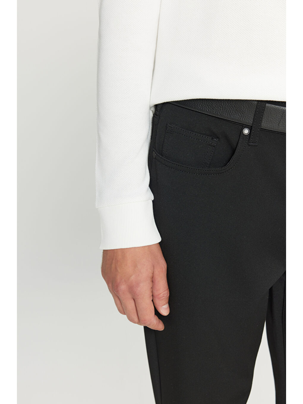 Erkek Siyah Yumuşak Dokulu Slim Fit Dar Kesim 5 Cepli Esnek Casual Pantolon-3