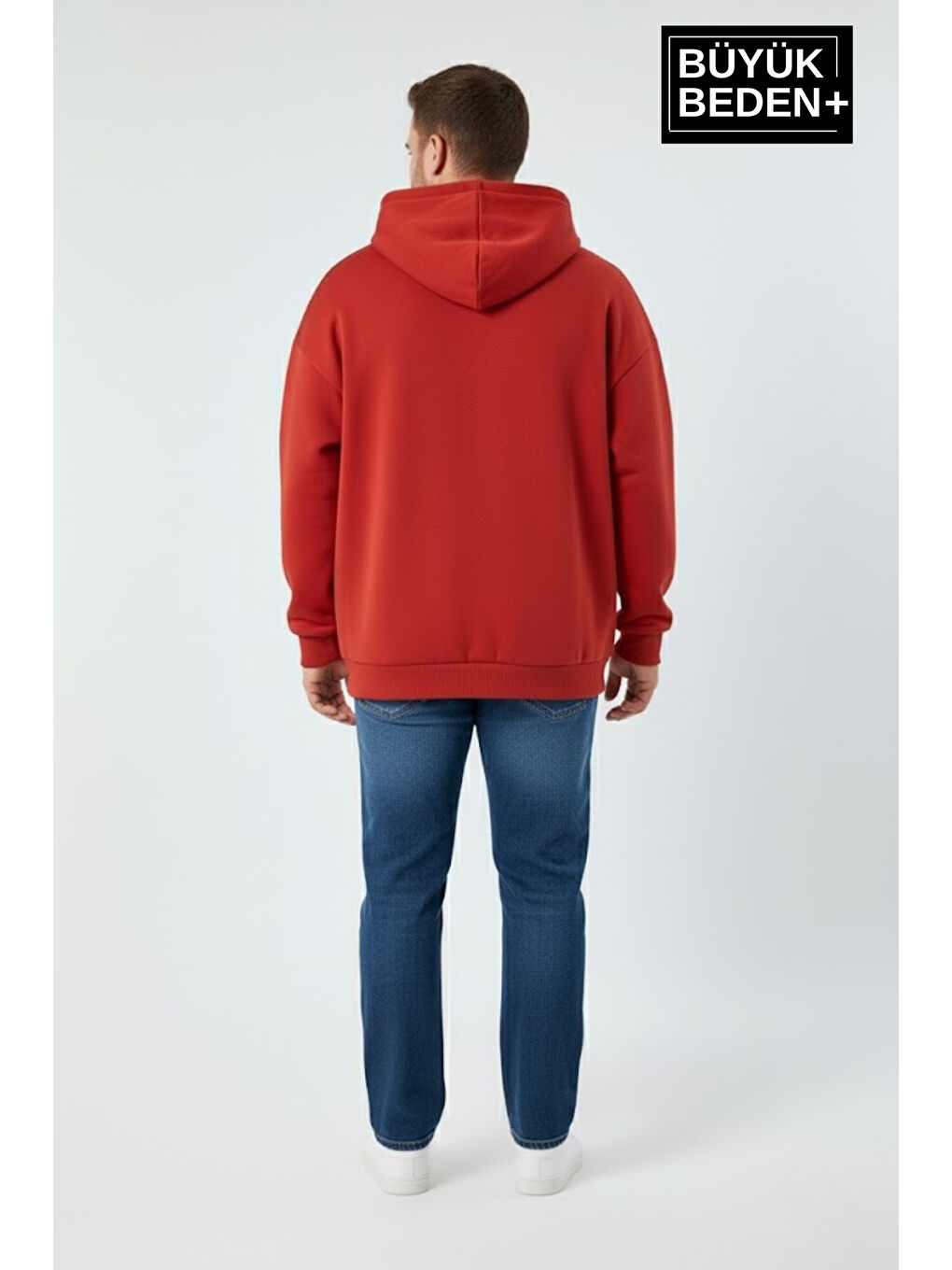 Kırmızı Erkek Büyük Beden Chef Baskılı Kapüşonlu Rahat Kalıp Sweatshirt SPR26BSW966-2