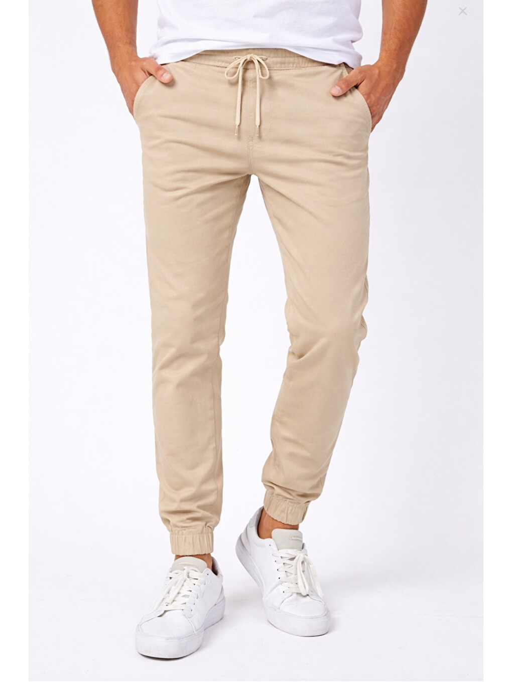 Bej Erkek Bel Paça Lastikli Jogger Pantolon