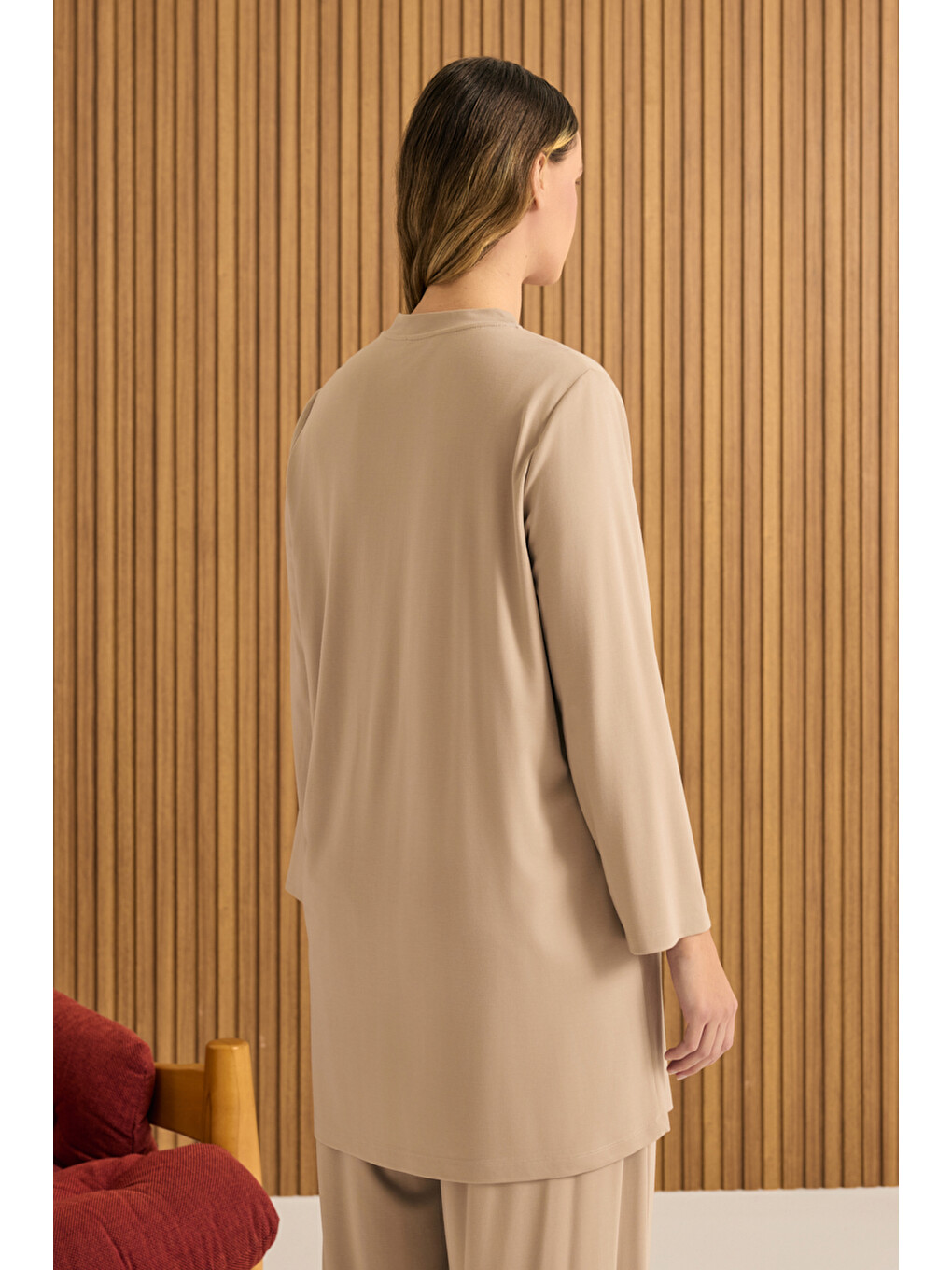 Kahverengi Camel Rayon Pijama Üstü-4