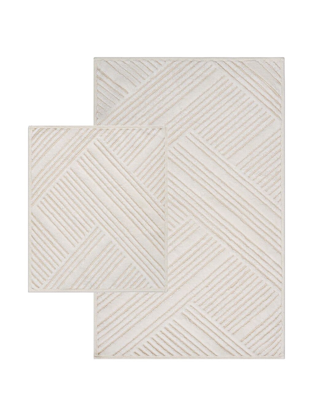 Ekru Braid Doğal Pamuklu 2'li Banyo Paspas Seti60x100+50x60 EKRU