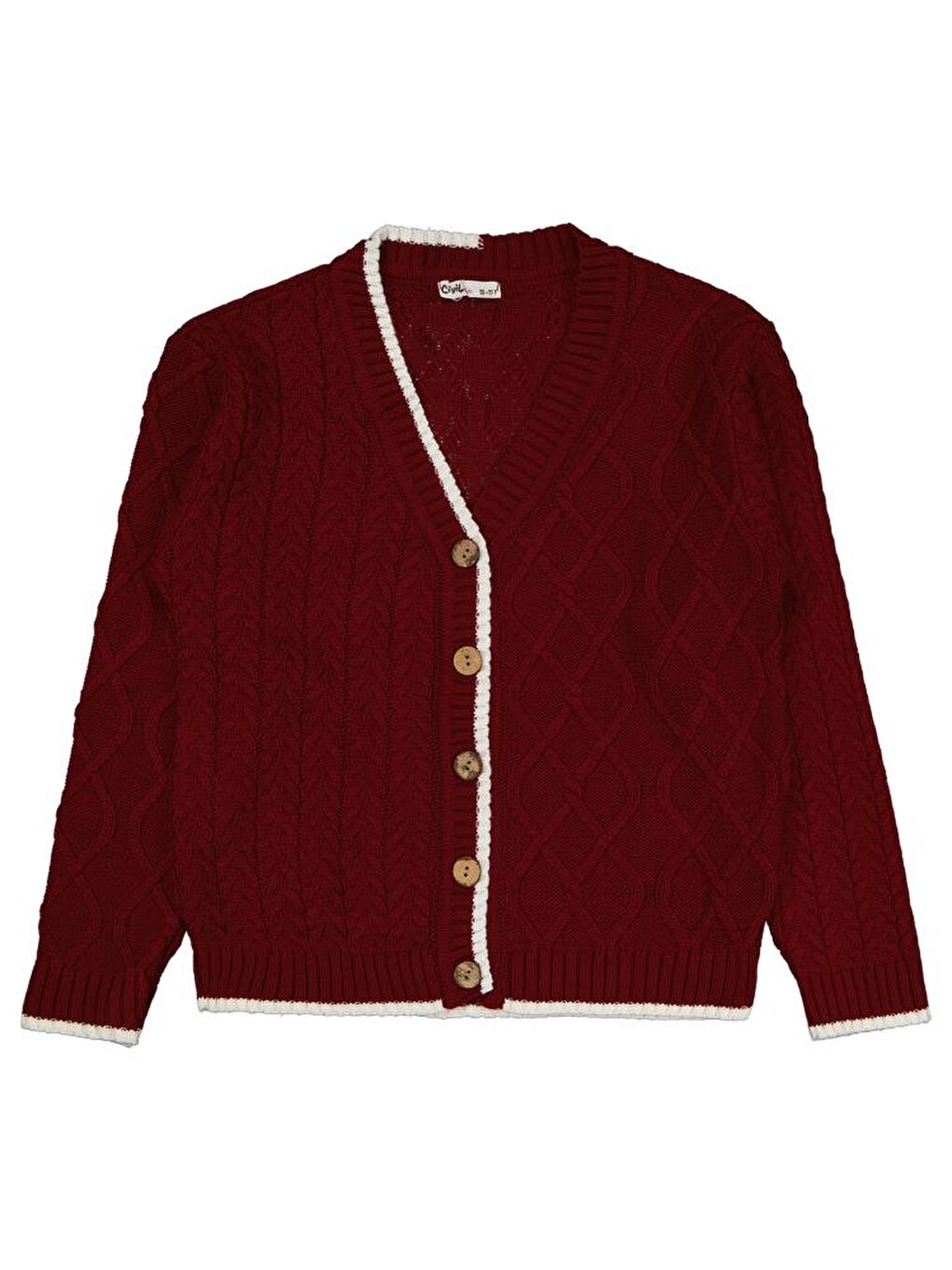 Bordo Girls Çift Desenli 10-13 Yaş Hırka