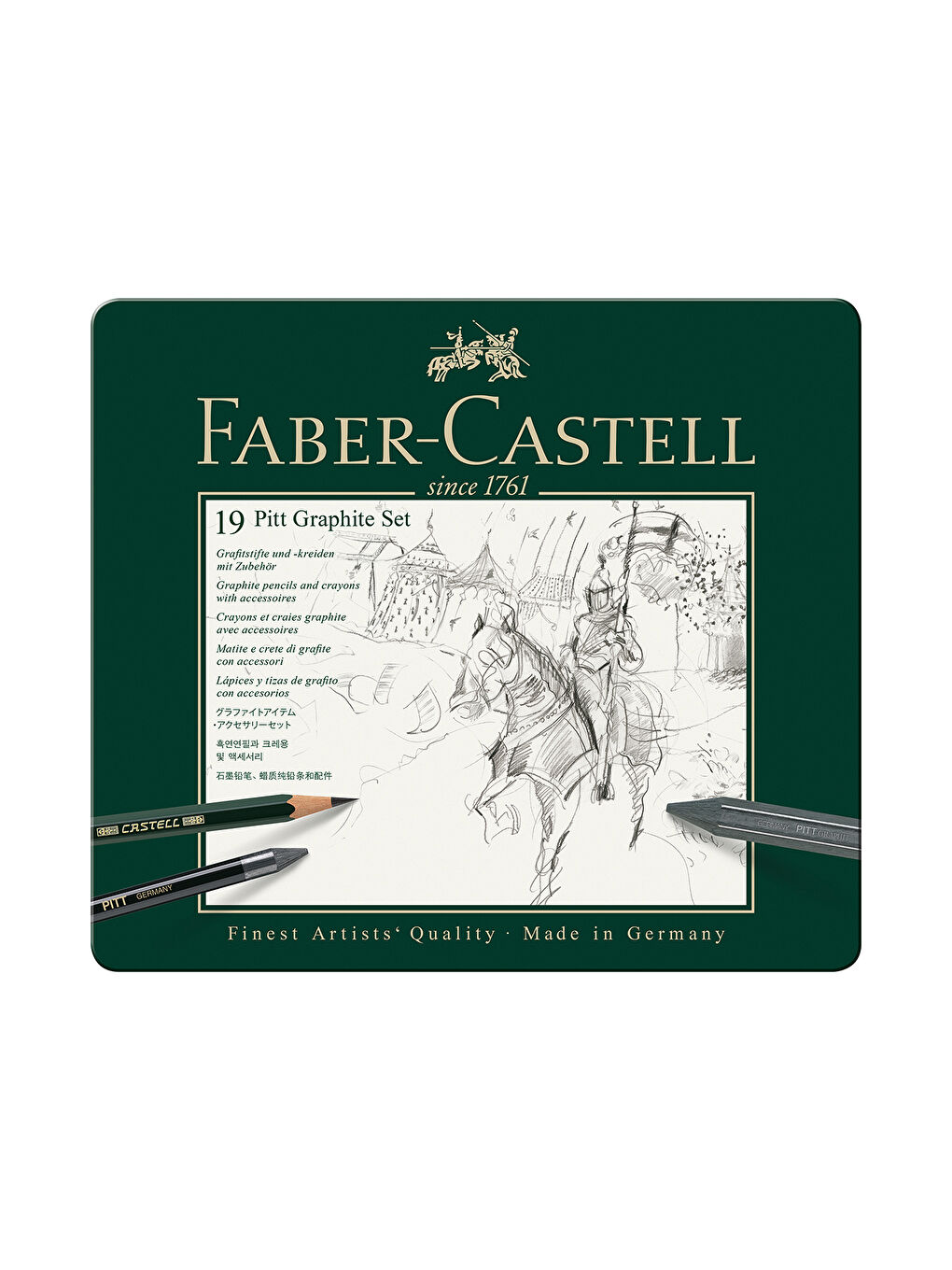 Pitt Grafit Sanat Seti,Siyah,19 Parça,Kömür Kalem ve Aksesuarlarla,Gölgelendirme ve Eskiz İçin İdeal