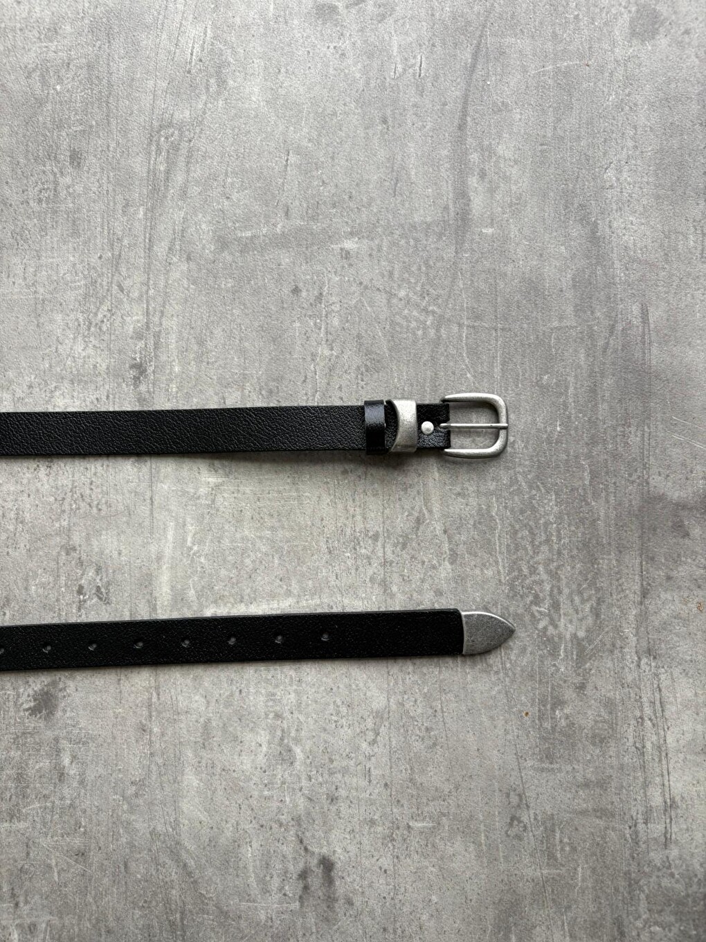 Siyah Erkek Vintage Ucu Metal Detaylı Deri Kemer-4