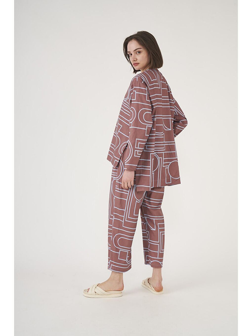 Kahverengi Desenli Pantolon Kahve-1