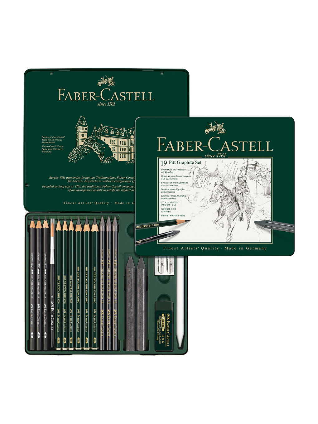Pitt Grafit Sanat Seti,Siyah,19 Parça,Kömür Kalem ve Aksesuarlarla,Gölgelendirme ve Eskiz İçin İdeal-1