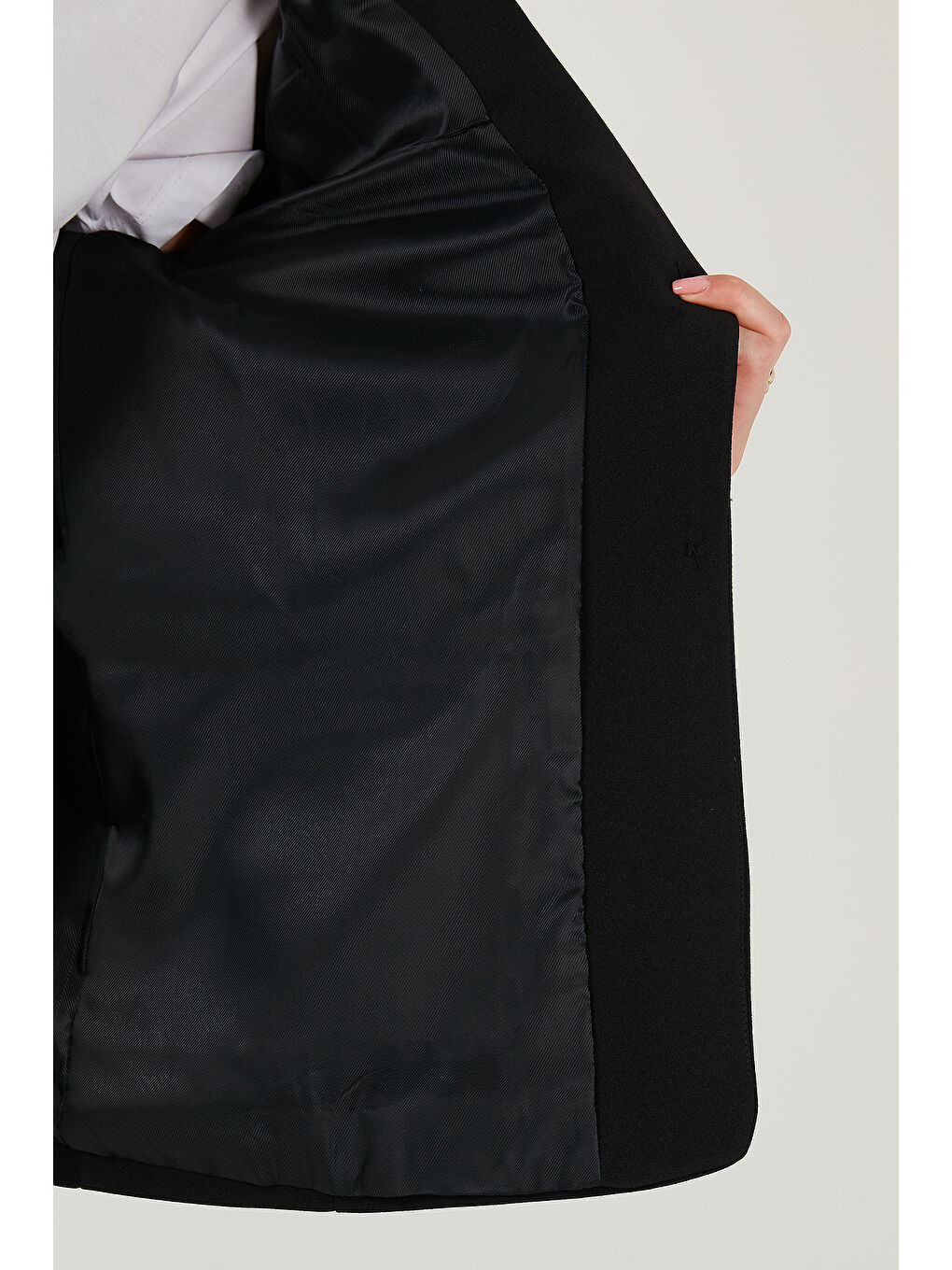 Siyah Regular Fit Ceket Yaka Düğmeli Blazer Ceket 6839562-5