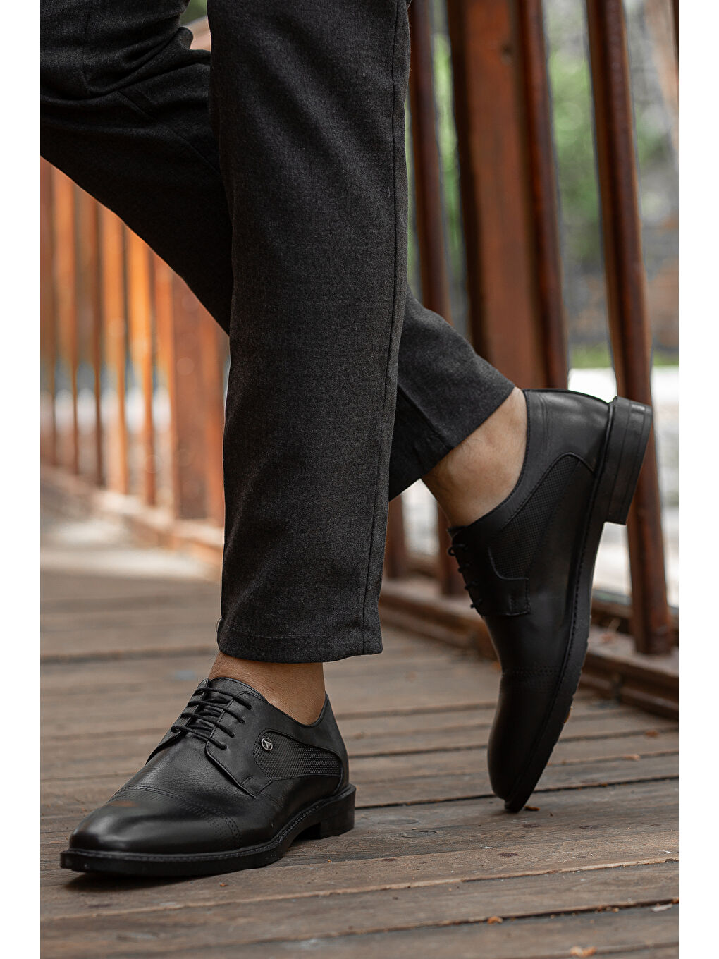 Siyah D02018 Günlük Ortopedik Erkek Hakiki Deri Klasik Ayakkabı-2