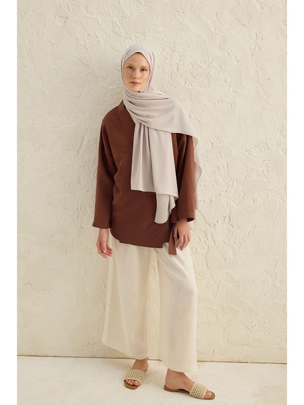 Bej Daily Krep Şal Taş-2