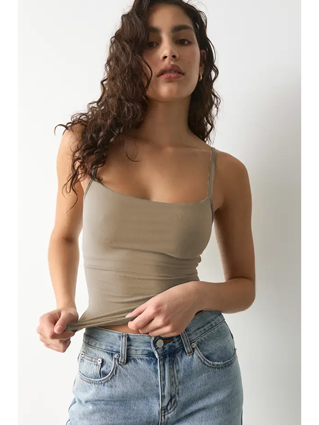 Bej Ayarlanabilir Kopçalı Askı Kadın Atlet Mg2676-2