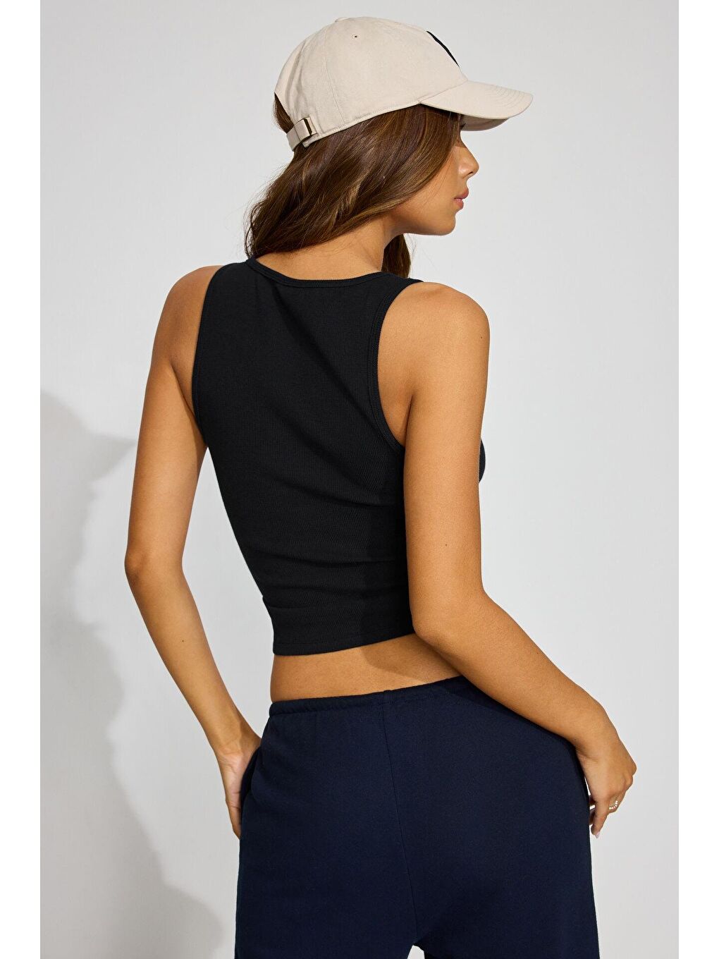 Siyah Önü Düğmeli Fitilli Atlet Mg2453-3