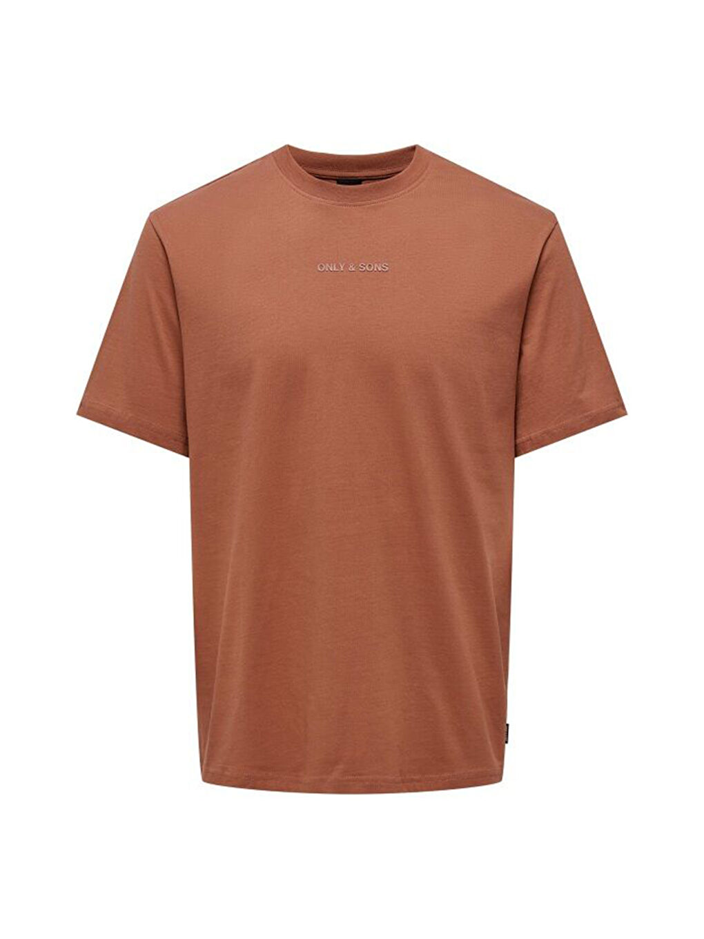 Kahverengi Onslevi % 100 Pamuk Relaxed Fit Bisiklet Yaka Logolu T Shirt 22028147