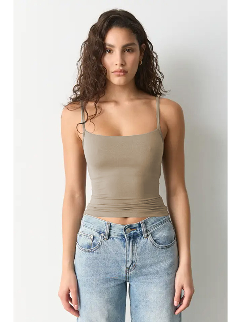 Bej Ayarlanabilir Kopçalı Askı Kadın Atlet Mg2676-5