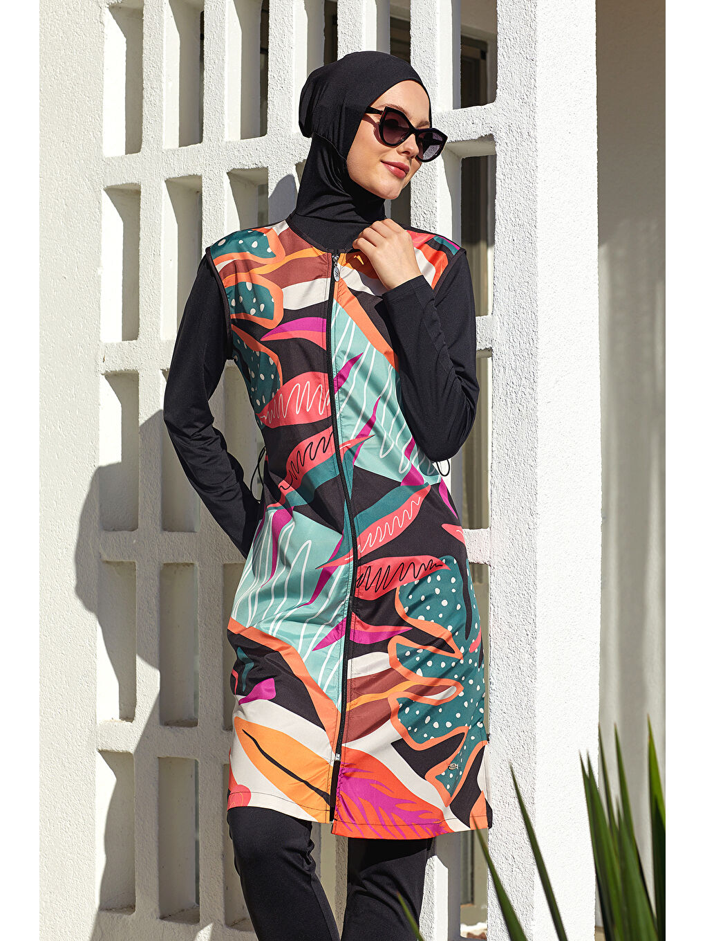 Tam Kapalı Tesettür Mayo Kalı 1304 Siyah