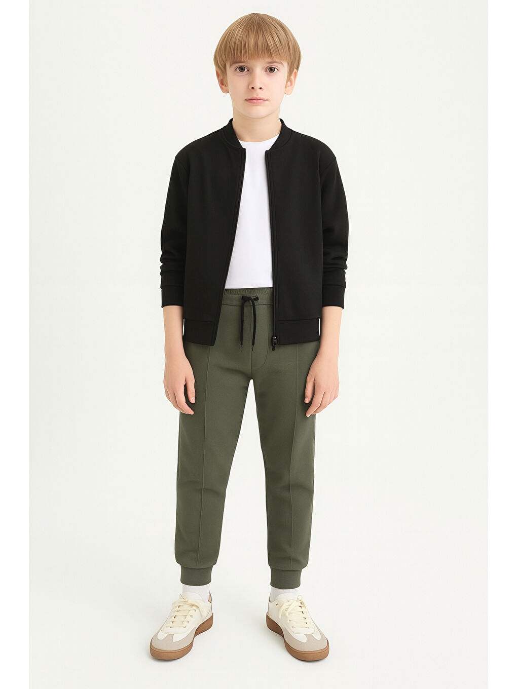 Haki Erkek Çocuk Basic Waffle Kumaş Okul Eşofman Altı Ak2432