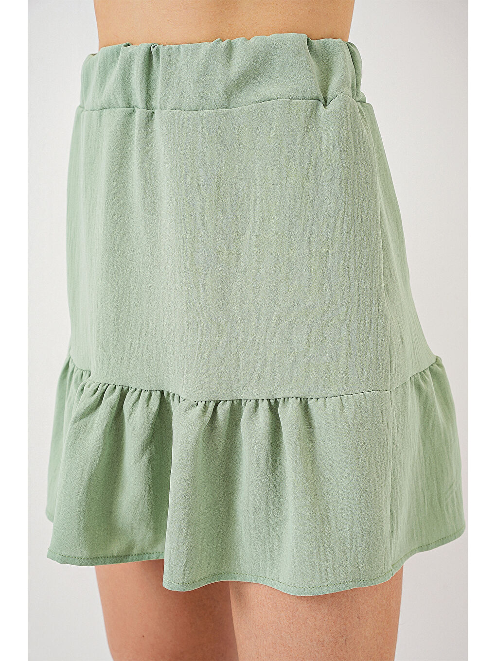 Yeşil Kadın Ayrobin Mini Etek 8054 - Mint-2