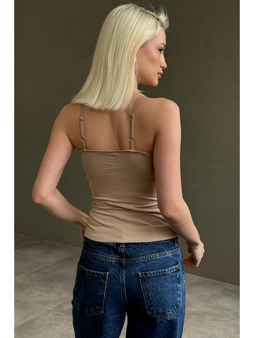Bej Ayarlanabilir Kopçalı Askı Kadın Atlet Mg2676-8