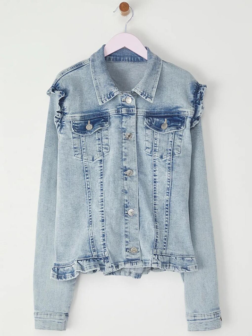 Kız Çocuk Açık Mavi Denim Ceket
